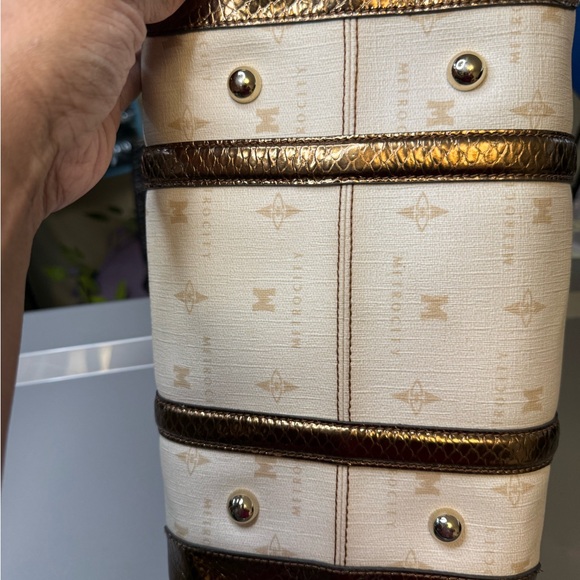 Metro City Monogram Satchel – Cream with Metallic Bronze Trim - Picture 5 of 13